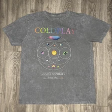 Coldplay Shirt Mens Medium Gray Music of the Spheres World Tour 2023 Concert Tee
