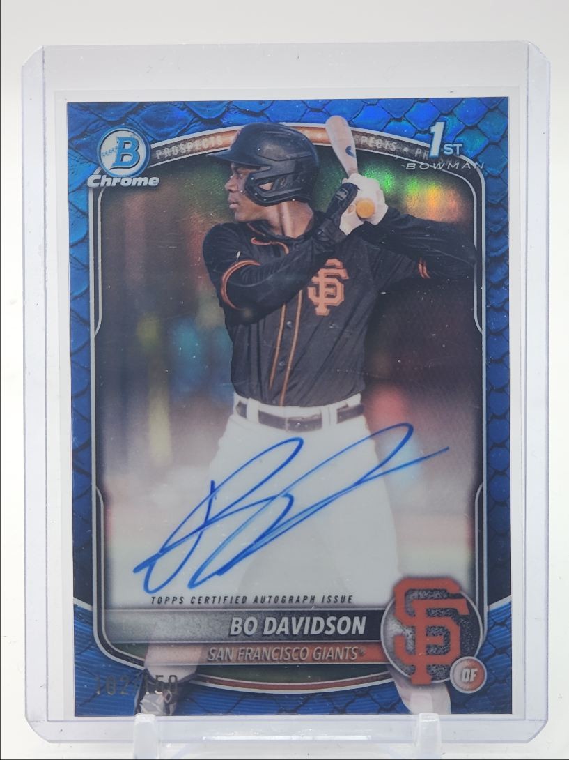 BO DAVIDSON 2025 BOWMAN CHROME 1ST BLUE REPTILIAN REFRACTOR AUTO /150 Q3718