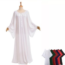 Women Medieval Dress Renaissance Chemise Ruffled Neckline Dress Lace Up Gowns