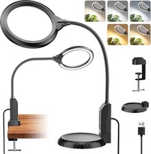 15X Magnifying Glass with Light and Stand, 5-Color 10 Lightness Level....