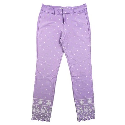 Old Navy Pixie Pants Women's 6 Purple Mid-Rise Daisy Floral Ankles 28x26