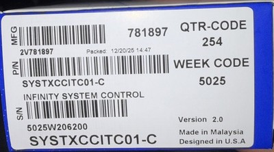 Carrier Infinity Control Thermostat Wi-Fi Touchscreen SYSTXCCITC01-C