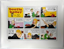 Beetle Bailey 1991 Vintage CARTOON Lithograph Numbered Print Signed MORT WALKER