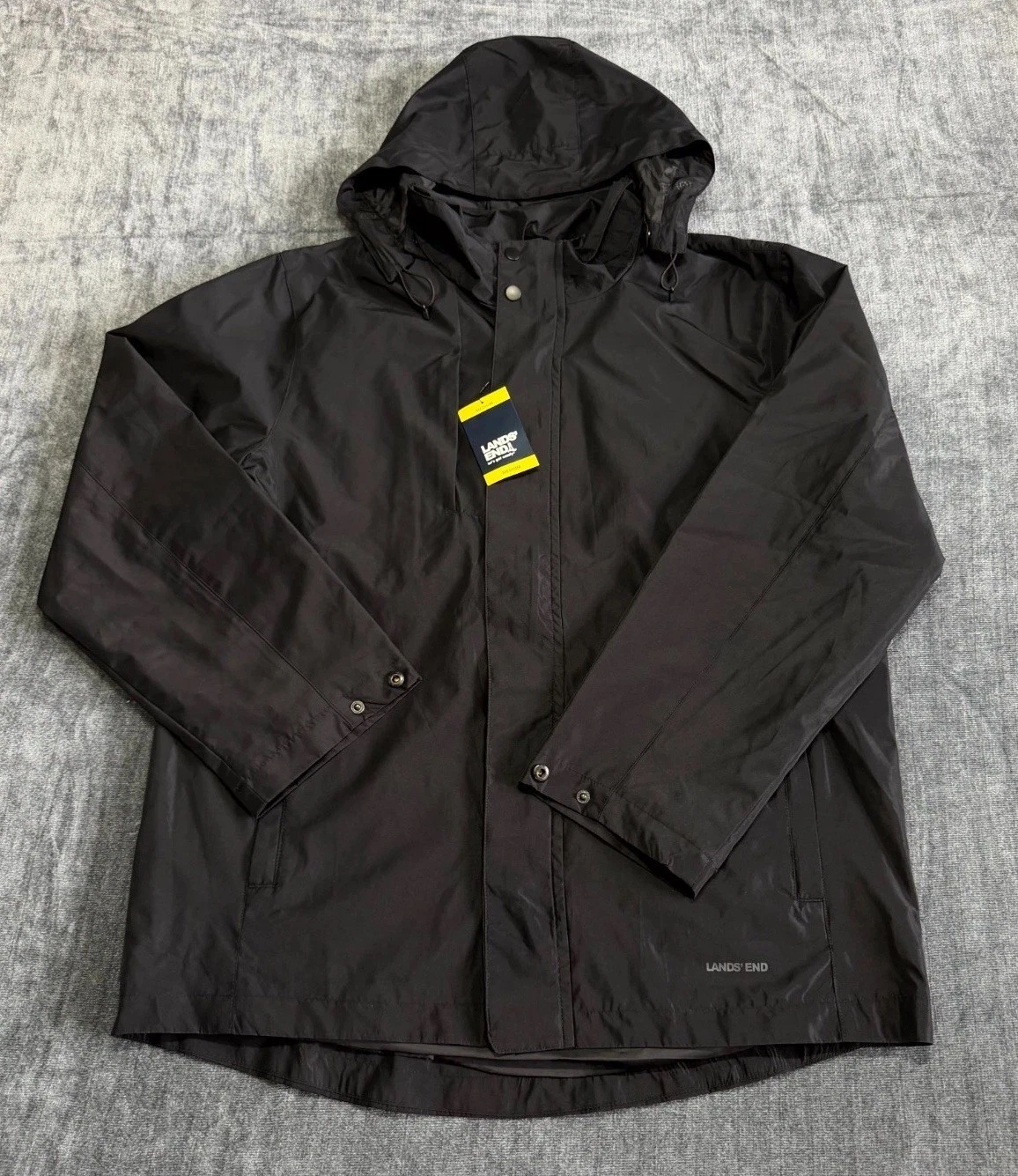 NWT Lands' End All-Weather 3-in-1 Jacket Men's Medium Black Full-Zip Hooded