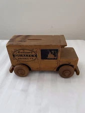 Vintage Armour’s Quality Products Wood Coin Bank