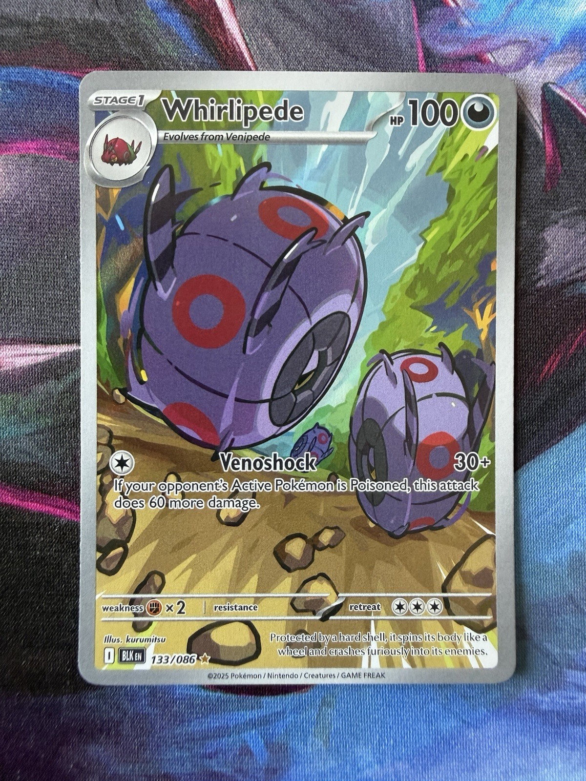 Pokémon Whirlipede 133/086 SV: Black Bolt Illustration Rare Full Art Holo NM/M