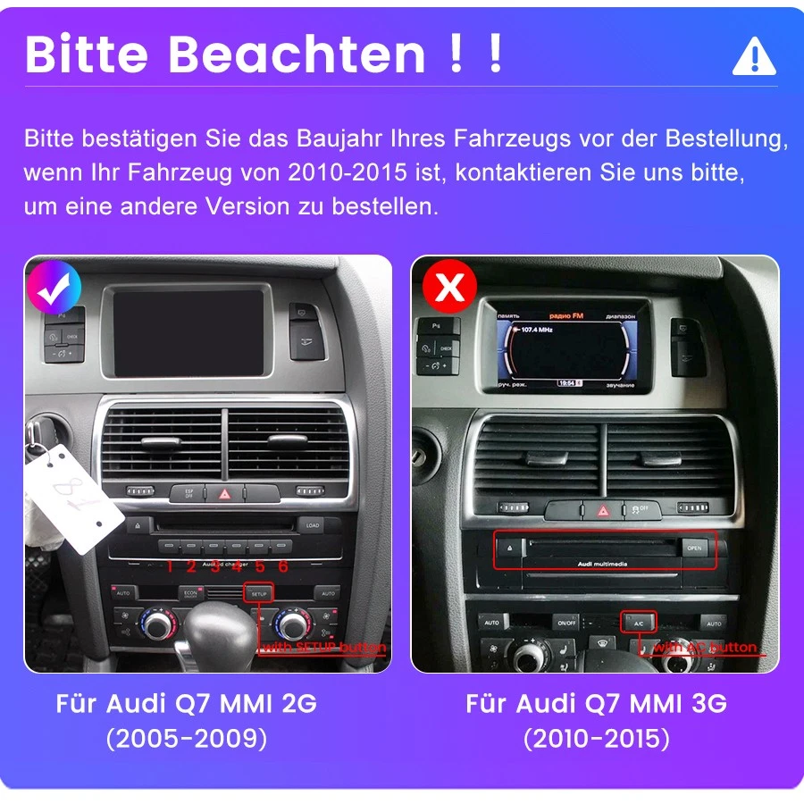 Autoradio für Audi Q7 2005-2009 GPS Navigation Bluetooth carplay Android 14.0 - Bild 4 von 4