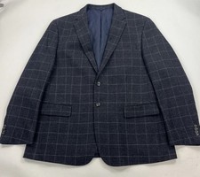 Jos A Bank 1905 Brrr Charcoal Gray Blazer Windowpane Size 46R Wool