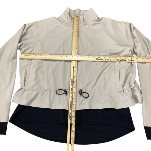 FLX Full Zip Athleticwear Womens Jacket Tan Black Peplum Hem Size Larges - Picture 11 of 17