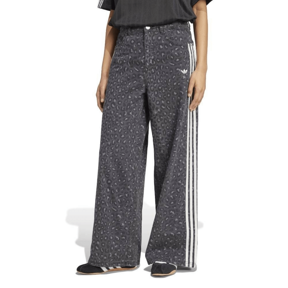 Adidas Originals Leopard Animal Print Pants Wide Leg Jeans Women's