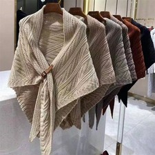 Multifunktionaler Schal Gestrickter Dreieckstuch mit Lederschnalle Schultertuch