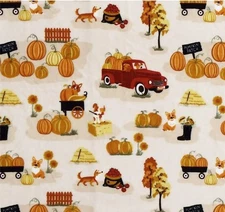 Way To Celebrate Fall Throw Blanket 50"x60" Dogs Pumpkins Trucks Soft Fleece NWT