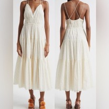 NEW Ulla Johnson Freya Circle Jacquard Tiered Cotton Ivory Cream Dress size 8