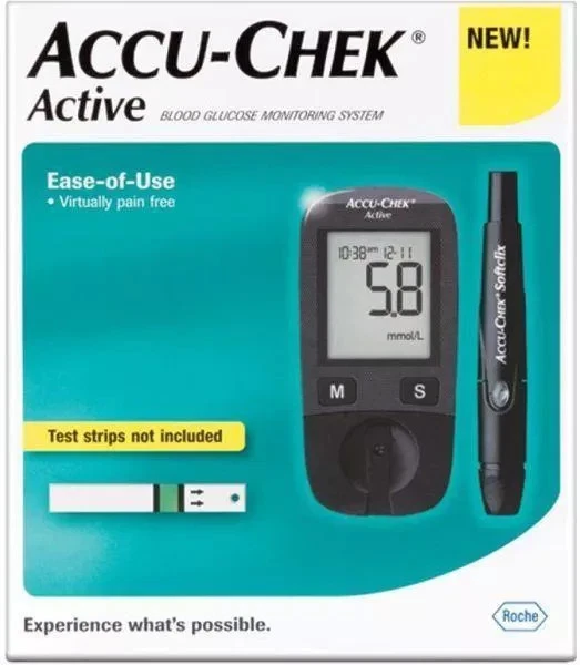 Kit medidor de glucosa en sangre activo Accu-chek + 10 tiras reactivas para diabéticos