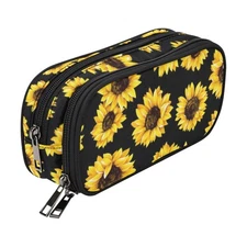 Sunflowers Pencil Case for Teen Girls Boys Kids Women Men, Heavy Duty Large C...