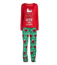 Peanuts Snoopy Women Size Large Home for the Holidays Pajamas Set, 2-Piece