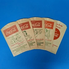 Vintage Coca Cola Advertising No Drip 1930's Paper Bottle Wraps Lot of 5