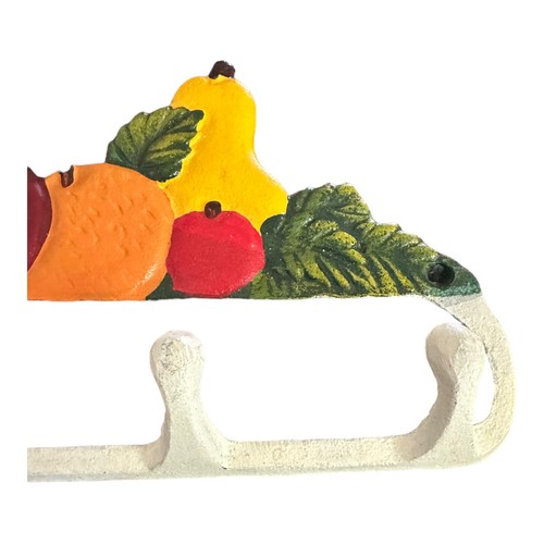 Rustic Farmhouse Country Cast Iron Fruit 4-Hook Towel Hanger-Bathroom/Kitchen - Picture 3 of 4