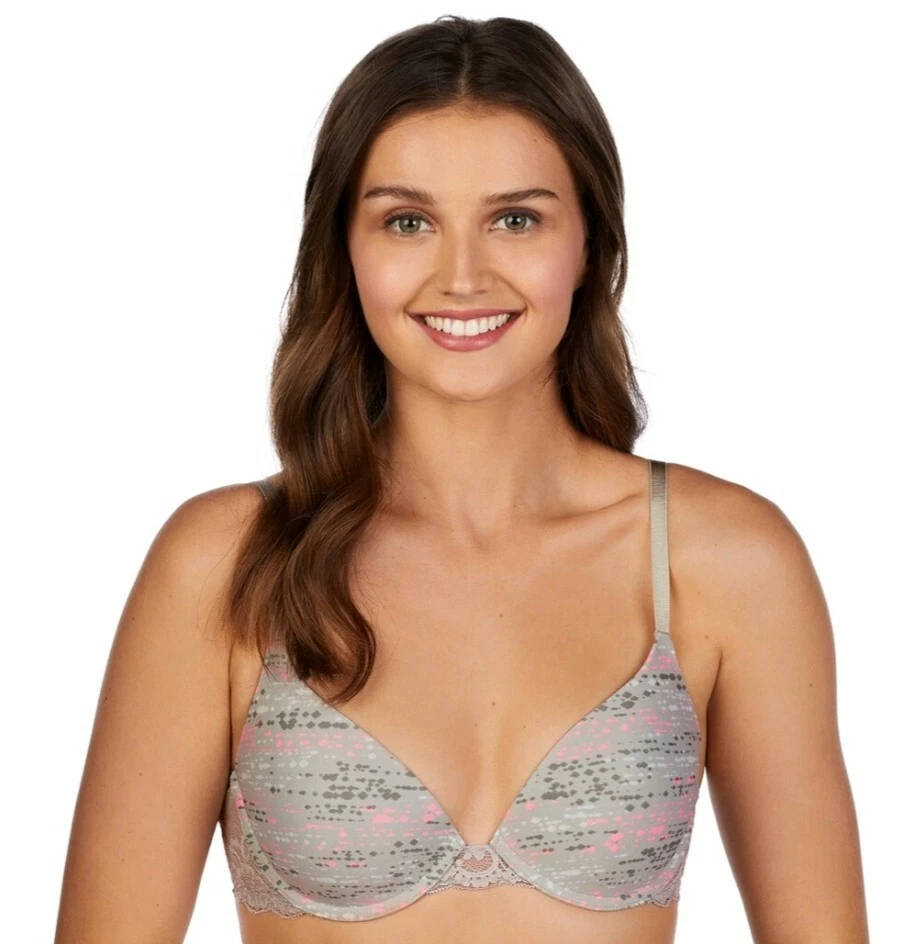 SO NWT Soft-Lift T-Shirt Bra Lace Back Size 34A Grey / Pink