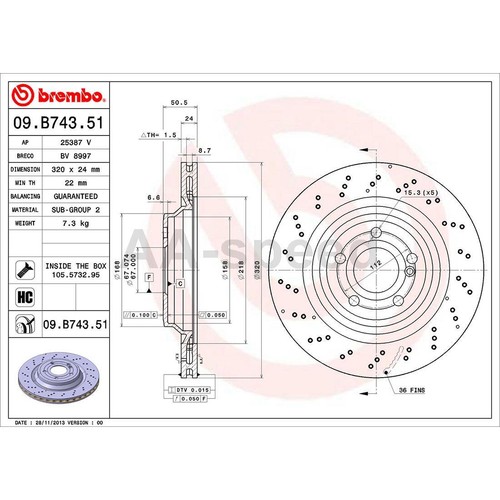 Front Rear Brake Rotors For Mercedes-Benz SL550 2015 2014 2013 Brembo - Picture 9 of 12
