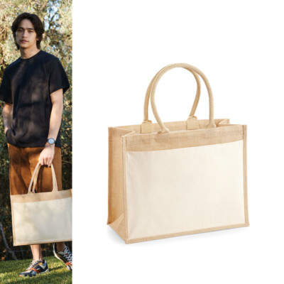 Westford Mill Baumwolltasche Jute Shopper (w427) - Lebensmittelgeschäft Handtasc