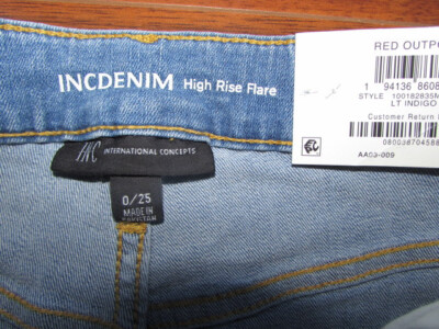INC ~ New! NWT Size 0 ~ HIGH RISE Stretch Cotton FLARE LEG Denim