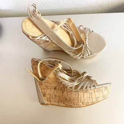 gold summer wedges