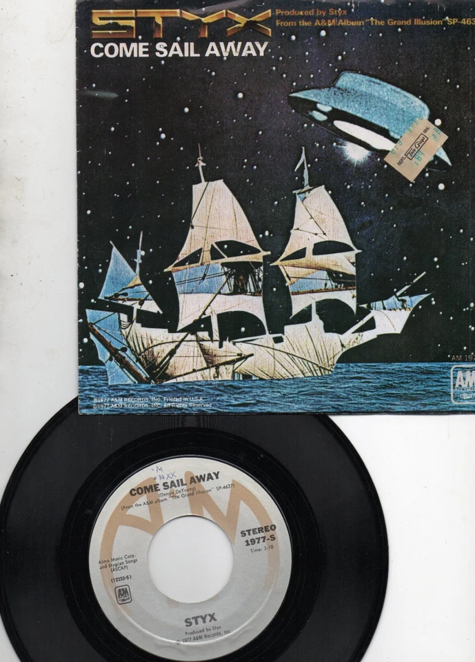 Styx Lot 4 Classic Rock 7" 45s w/2 Pic Sleeves Come Sail Away Fooling Yourself + - Image 3 of 4