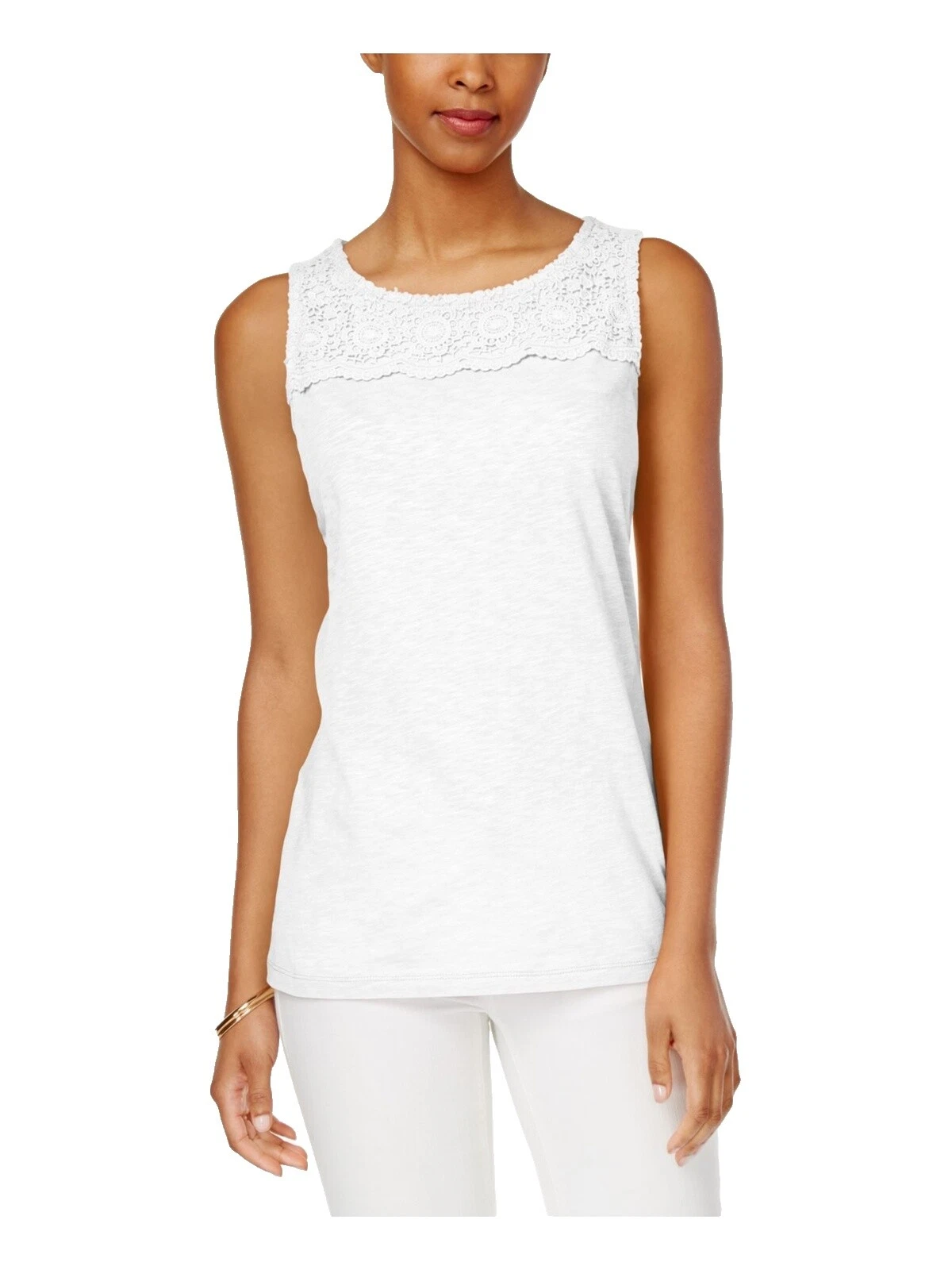 Charter Club Polyester White Tops for Women