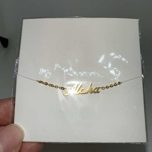 Gold color “Aloha” Anklet. Hawaii Word Cursive Chain For Ankle New