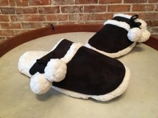Charter Club Black Faux Sherpa Pom Pom Memory Foam Slipper Scuff XL 11-12 New