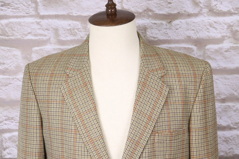 Blazer Abrigo Deportivo Vintage GIEVES & HAWKES Marrón Cuadros Lana Talla 44/112 cm Foto 3 de 4