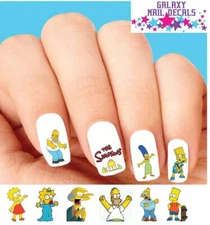 Waterslide Nail Decals - Set of 20 The Simpsons Homer Marge Bart Lisa Assorted