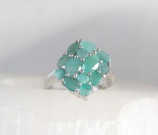 Sterling Silver 925 Natural Emerald Band Ring Size 8.5