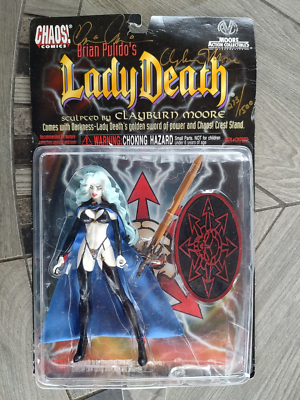 LADY DEATH FIGURE SEALED GOLD INK SIGNED BY BRIAN PULIDO