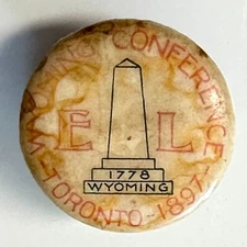 1897 E.L. Wyoming Conference Toronto  7/8" Stud Back Celluloid Button