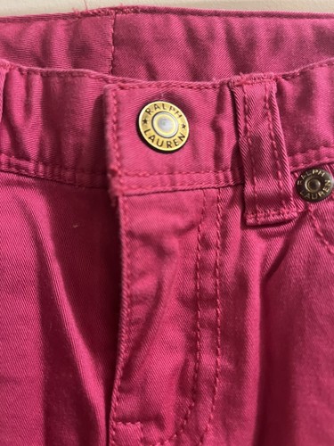 Polo Ralph Lauren girls size 5 classic chino Pink pants Logo Back Pocket EUC - Picture 2 of 4