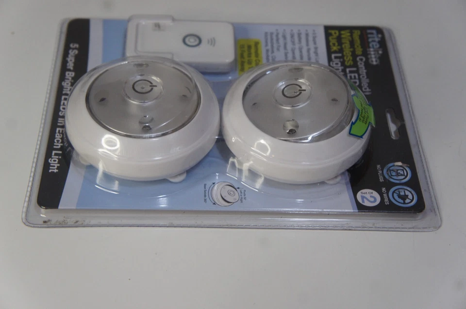 Rite Lite Remote Controlled Wireless LED Puck Lights Set of 2 Easy Install - Image 3 of 4