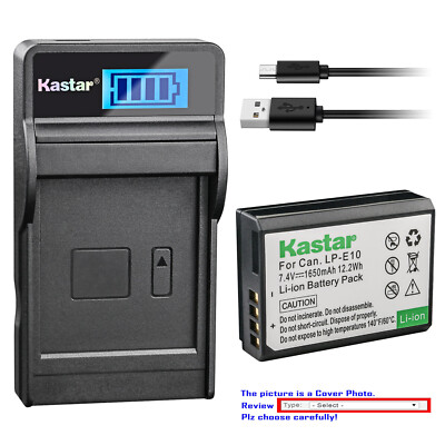Kastar Battery LCD USB Charger for Canon LP-E10 LC-E10 & Canon EOS 1200D Camera