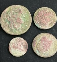 LOT OF ANCIENT GREEK BRONZE TETRADRACHM COINS GREEN PATINA