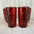 VTG Anchor Hocking Hobnail Drinking Glasses SET 4.75"T Ruby Red Glass Farmhouse