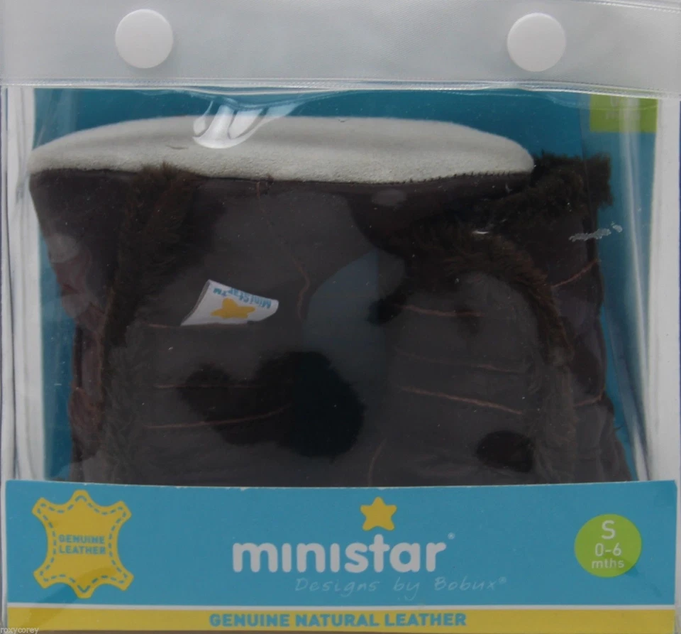 Ministar Infantil Cuero Marrón Botas Talla Pequeña 0-6 Meses Nuevas en Paquete Foto 2 de 3