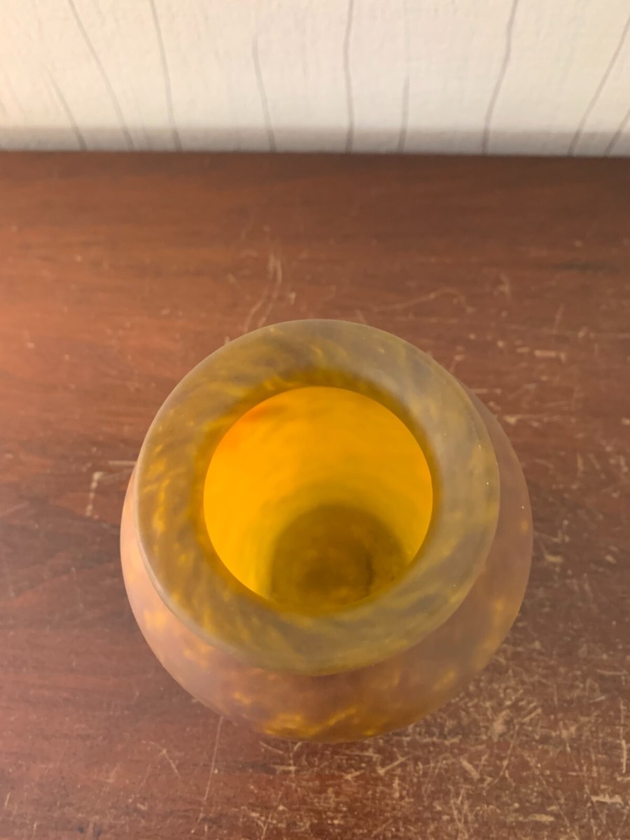 Ancien grand vase en pate de verre muller freres epoque vers 1900 orange