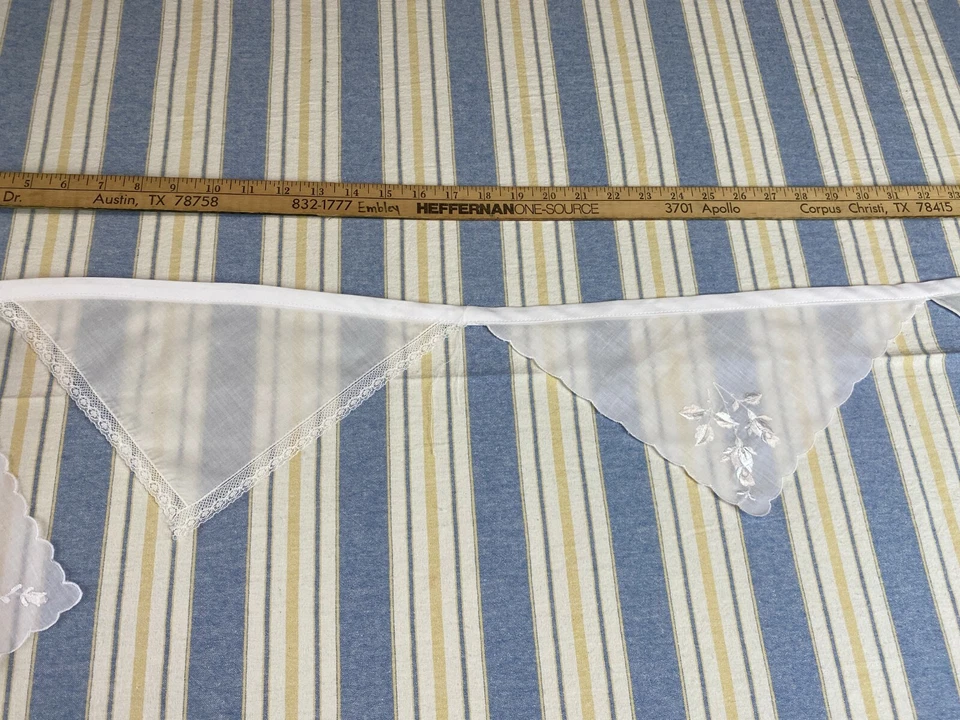 Pañuelo vintage guirnalda de banderines pañuelo banner hecho a mano flores blanco rojo Foto 4 de 4