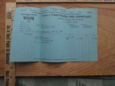valvoline oil company bill head 1908