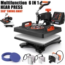 6 in 1 Heat Press Machine Sublimation Printing 12"x15" For T-Shirt Mug Hat Plate