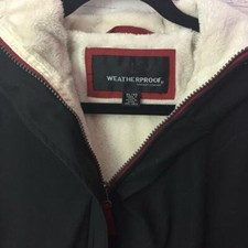 Weatherproof Men's Hood Winter Jacket 4 Pockets Rain Proof Zipper Closer Size M