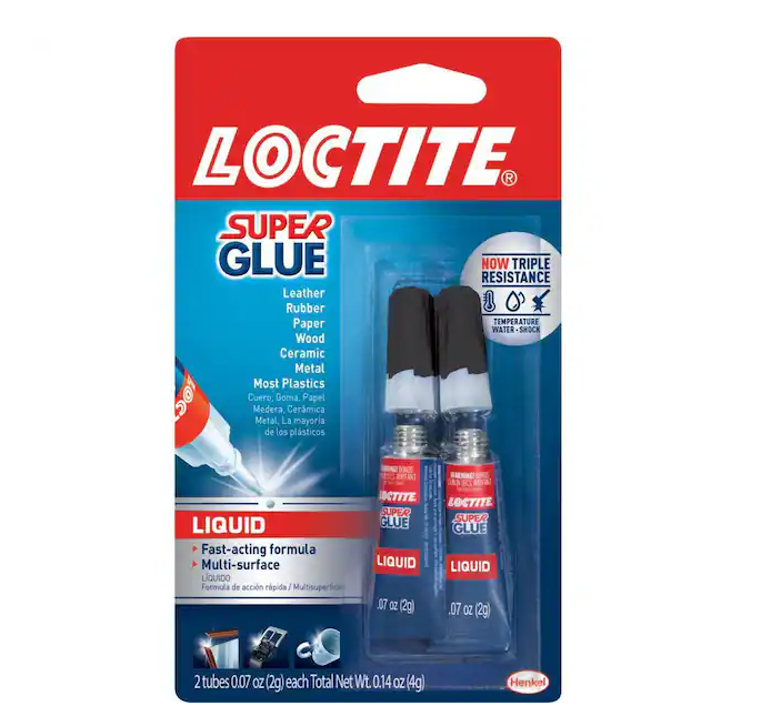 Loctite 0.07 oz. Super Glue (2-Pack) Fast acting liquid formula,sets in 5 second