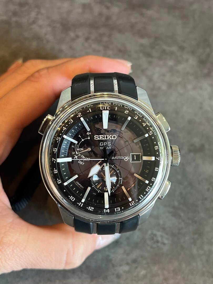 【SEIKO】 セイコー アストロン ラバーベルト ソーラー 7X52-0AK0 Seiko Astron 7X52-0AK0 SBXA037 Black Dial 48mm Quartz Mens