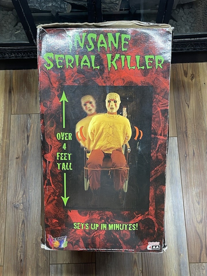 Spirit Halloween Strapped Serial Killer With Box Animatronic Prop ...